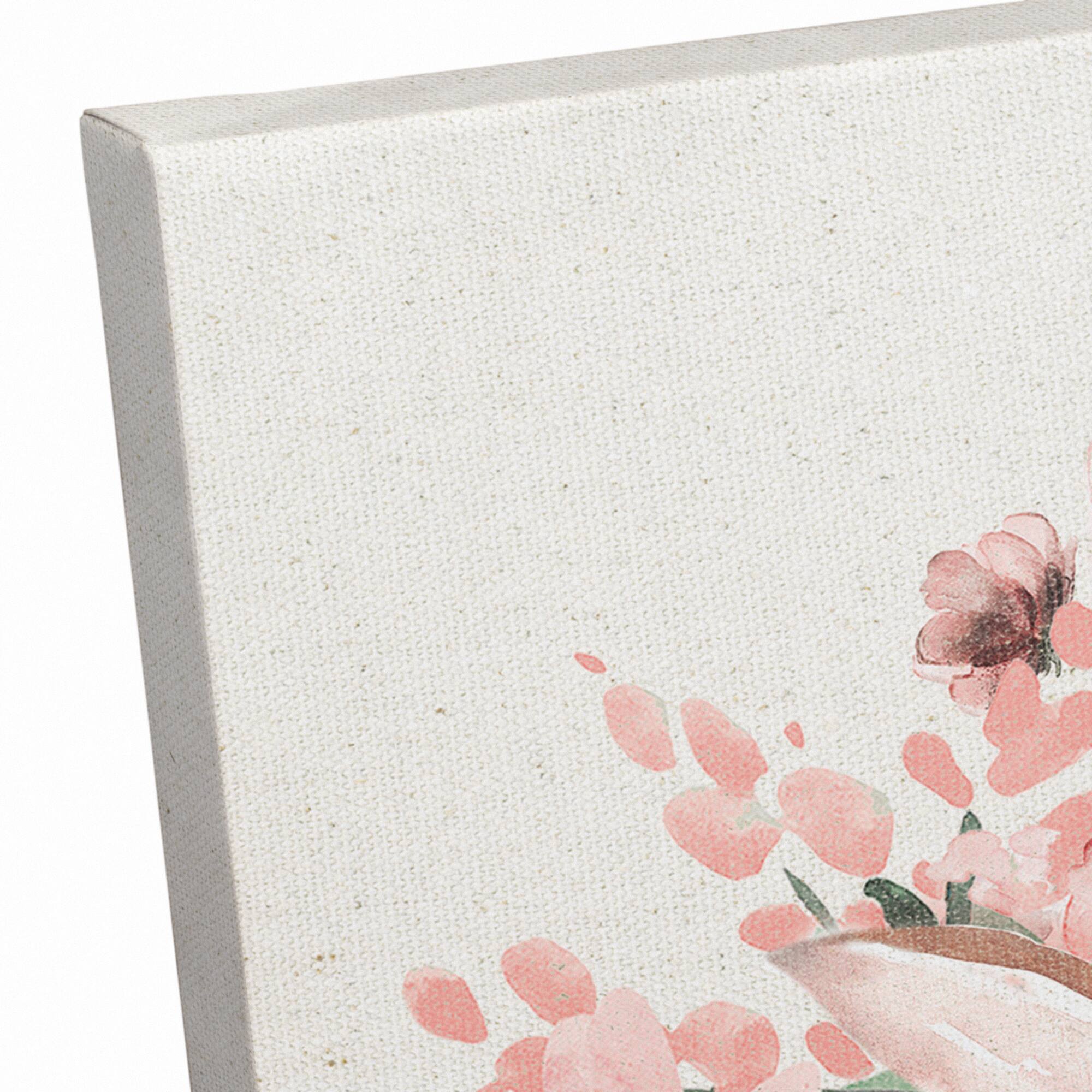 Easter Bunny Floral Bucket 16" x 20" Canvas Wall Art